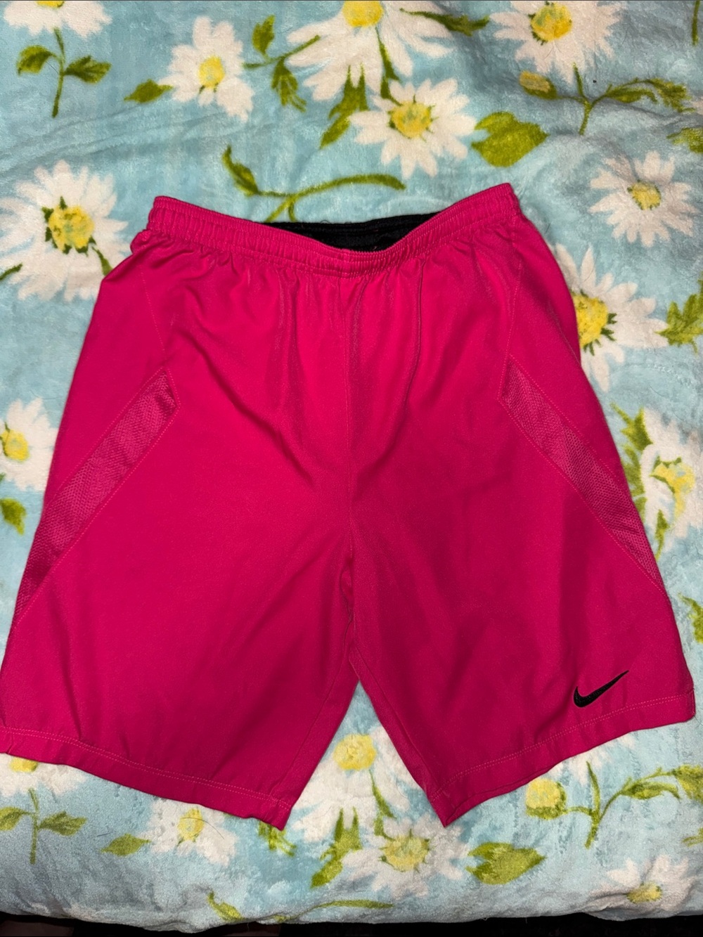 Nike boys Athletic Shorts in Bright Pink with Black Swoosh